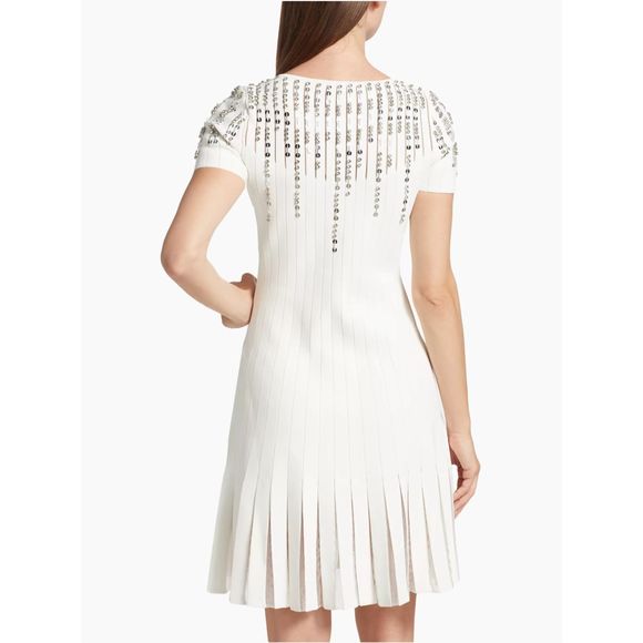 Reem Acra Crystal-Embellished Fit & Flare Dress Size XL $2295 - Picture 4 of 14